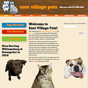 web design for East Village Pets